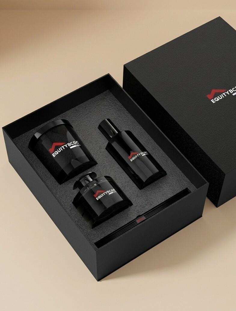 Equiti corporate candle gift set — branded white label candle supplier UAE